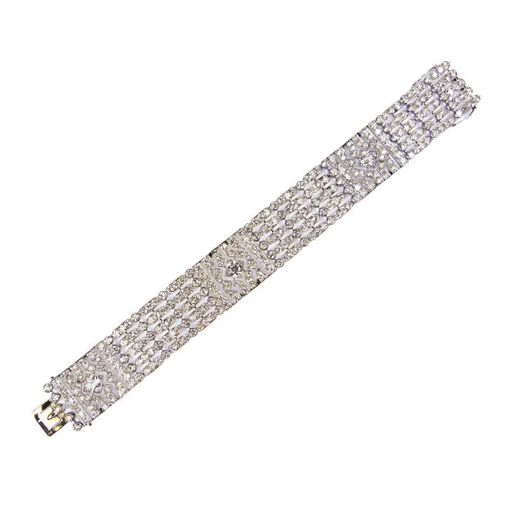 Early 20th century openwork diamond strap bracelet